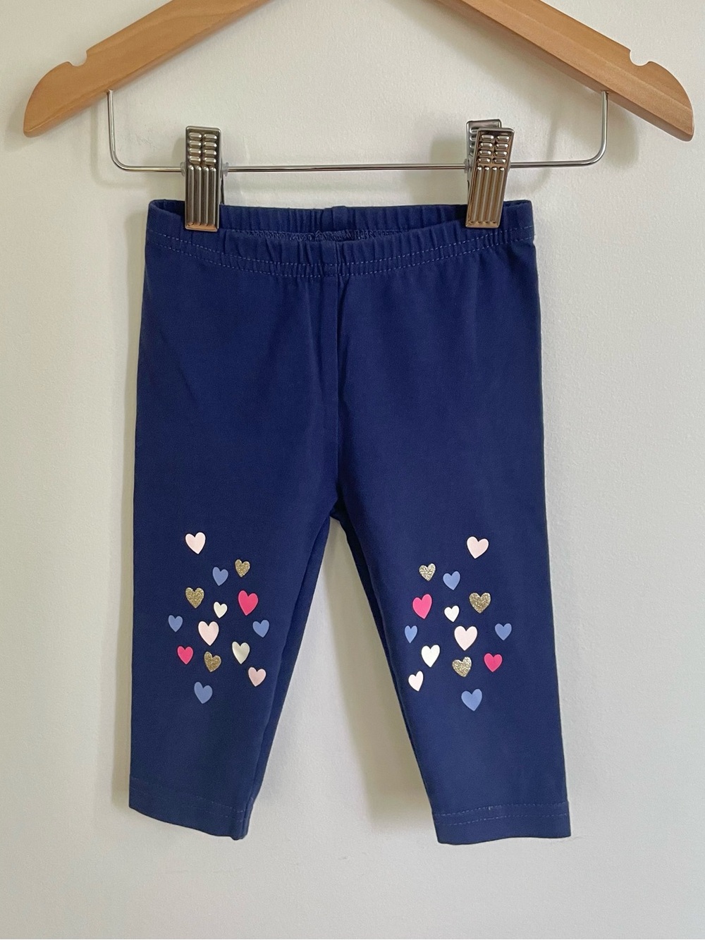 $3 💥Carter's Glitter Hearts Indigo Toddler Leggings, Gold Pink Blue